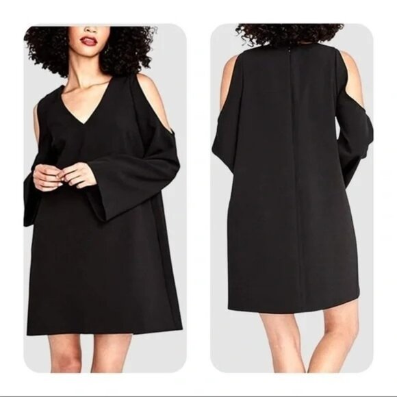 RACHEL Rachel Roy Women's Dress 0X Cold-Shoulder Tunic Shift Dress Black 0X - Picture 1 of 11